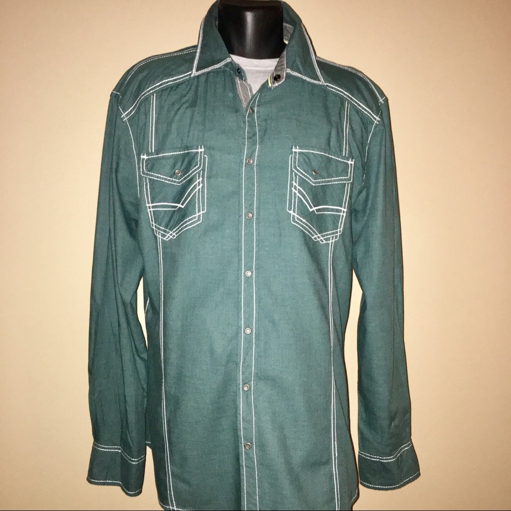 SHIP ASAP Buckle Black Western Shirt XL Rockabilly